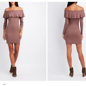 Ribbed Off the Shoulder Bodycon Dress